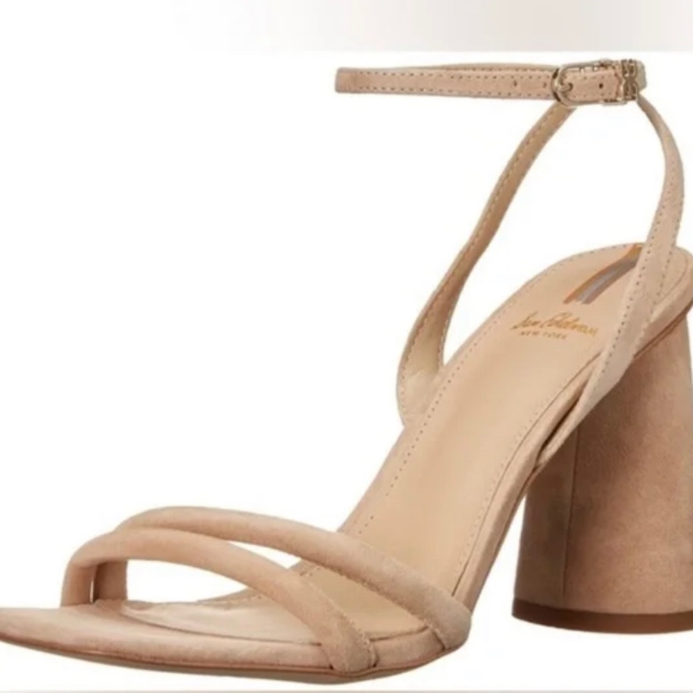 Sam Edelman Kia sesame Leather Block Heel Strappy Sandals Square Toe beige  9 M